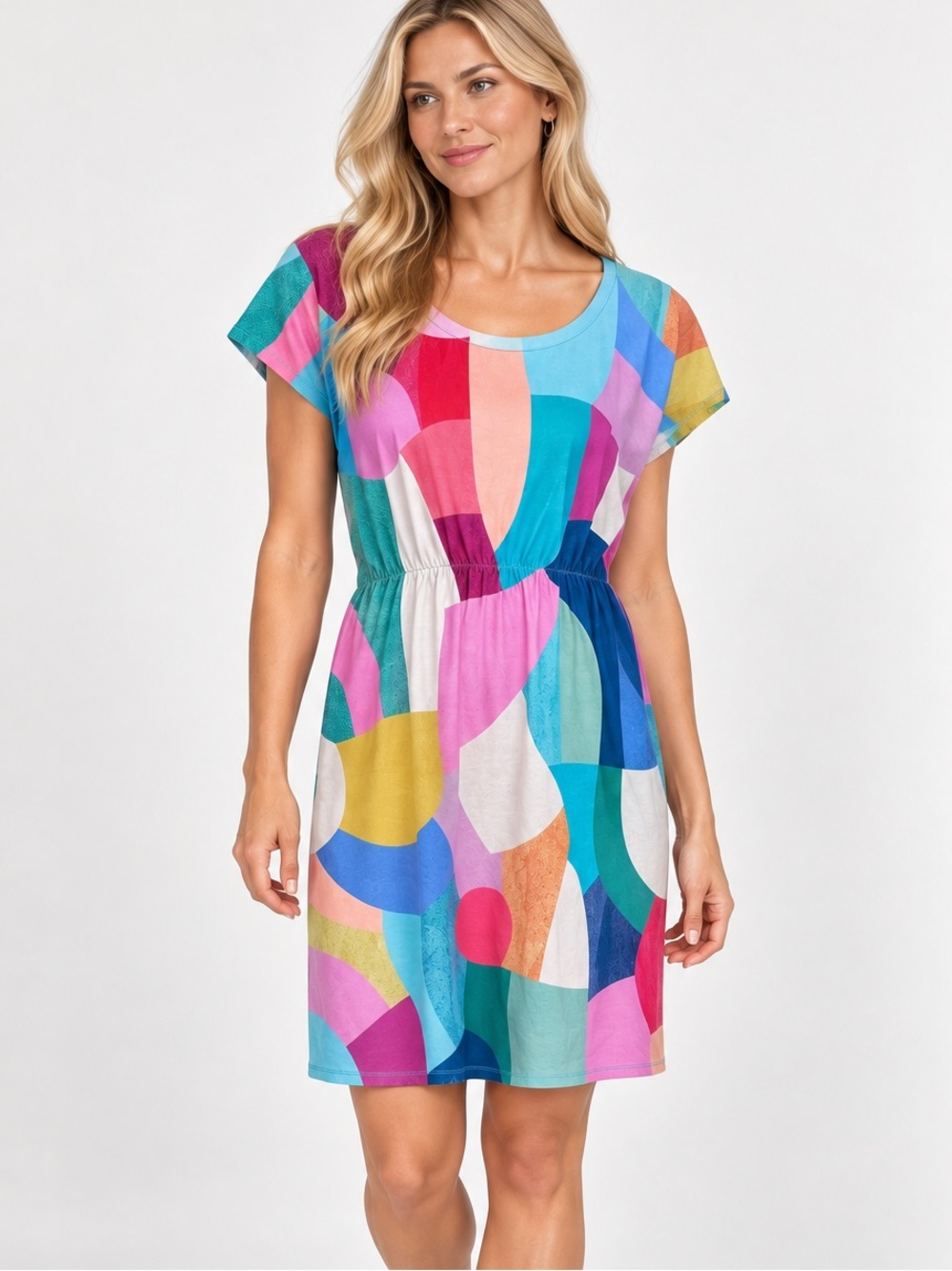Karla Cola Australia Colorblock Geometric Casual Dress - Multicolor